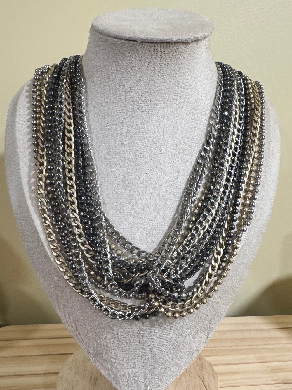Lia Sophia Multi-Chain Necklace in Silver and Gold
